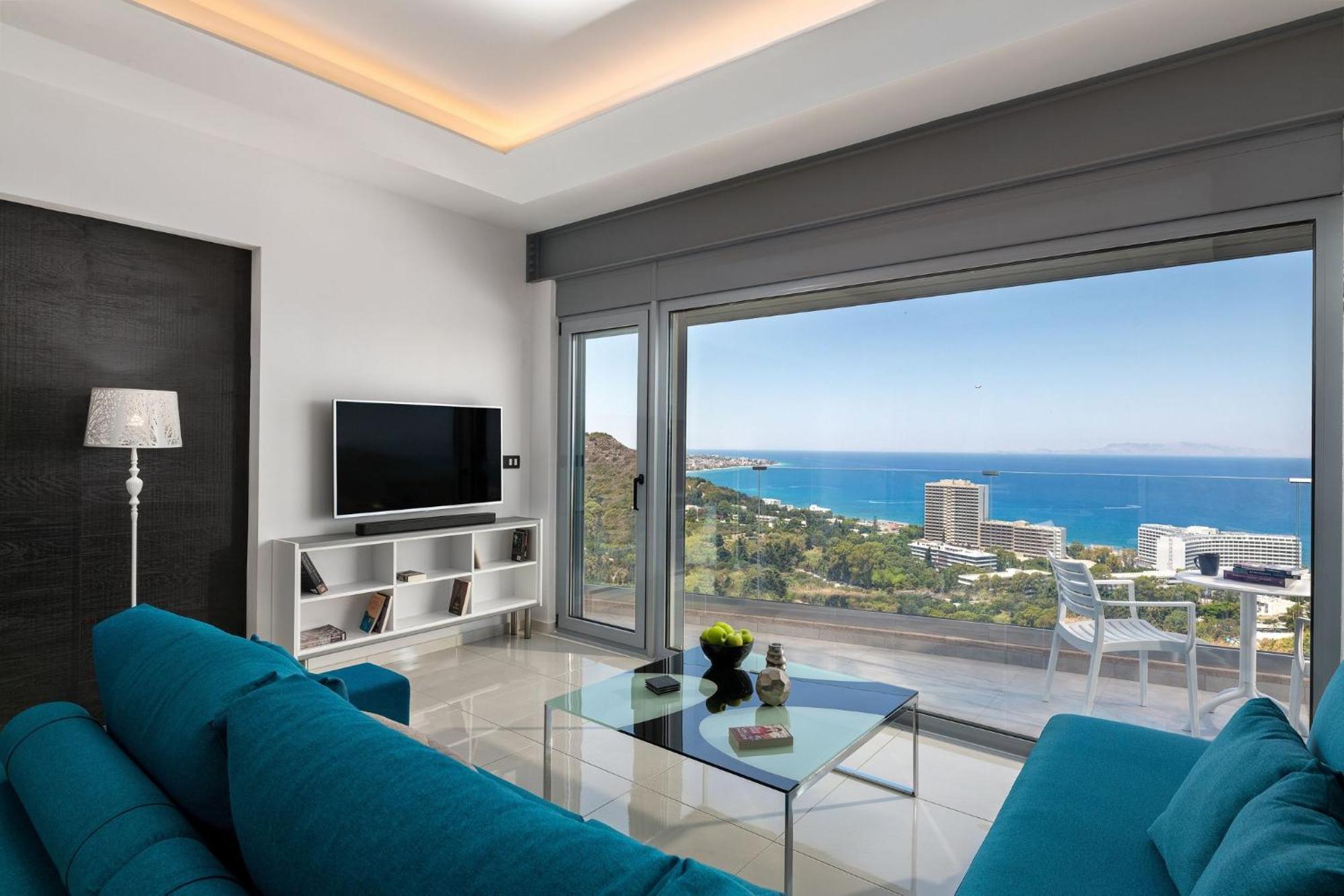 Rhodes Skyline With Out Door Jacuzzi Sea View Apartment